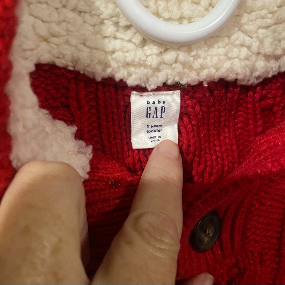 baby GAP Red Toddler Sweater cable knit 2t red boys girls - Picture 3 of 4
